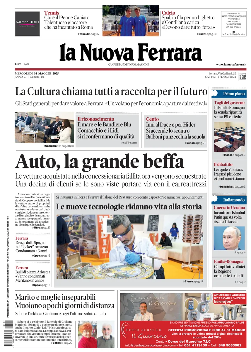 Prima-pagina-nuova ferrara-oggi-edizione-del-2025-05-14
